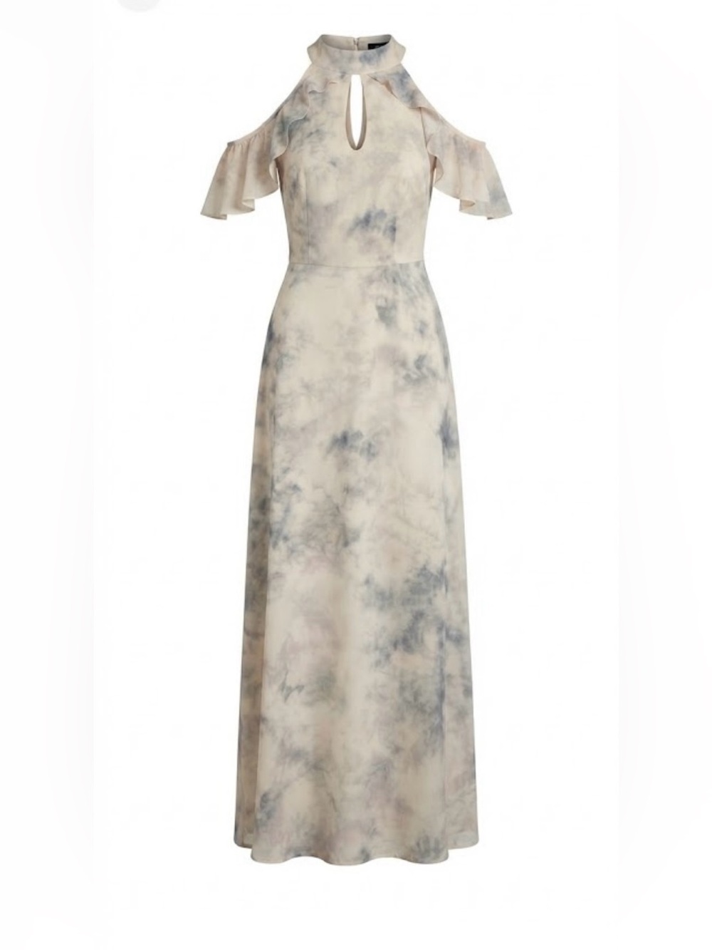 LC Lauren Conrad Ruffle Cold Shoulder Maxi Dress - Blue Cloud Print size 2